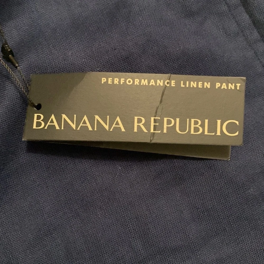 Banana Republic Men Slim Fit Performance Linen Pant 35X30 Navy